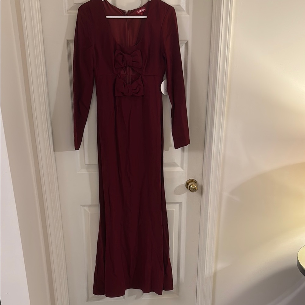 Staud Burgundy Long Sleeve Dress